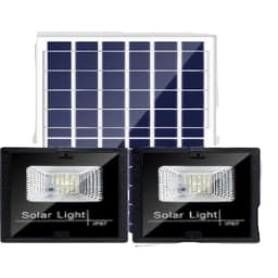 Set 2 proiectoare LED SMD 30W cu incarcare solara, panou solar, cu telecomanda, suport prindere, material ABS, 1.2AH, 200LED-uri, 13x13.5 cm, negru 2