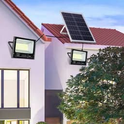 Set 2 proiectoare LED SMD 30W cu incarcare solara, panou solar, cu telecomanda, suport prindere, material ABS, 1.2AH, 200LED-uri, 13x13.5 cm, negru 3