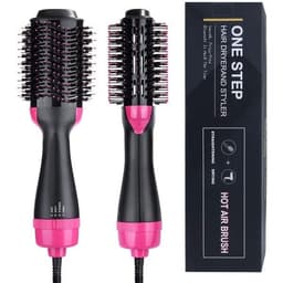 Perie Electrica de Par Fixa,, pentru Volum, Ceramica, 3 Setari de Temperatura, 1000W, pentru Toate Tipurile de Par, Negru-Roz 2