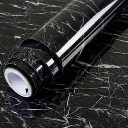 Tapet Autocolant pentru Bucatarie,, Rola cu Efect de Marmura, Folie Autoadeziva, 40cmx100cm, Negru 2