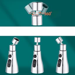 Extensie Robinet Bucatarie,, Universal, 3 Moduri de Curgere Apa, Otel Inoxidabil, Rotire 360 de Grade, Cap Pivotant, Adaptor Baterie Bucatarie, 9.7x5.1 cm, Gri 3