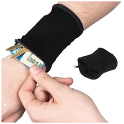Banderola pentru Încheietura Mainii,, Suport Carduri si Chei, Multifunctional, cu Fermoar, Impermeabil, Confortabil, Negru 4