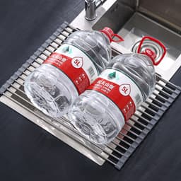 Covoras de Scurgere pentru Chiuveta Bucatarie, din Otel Inoxidabil, Suport Chiuveta, Pliabil, Antiderapant, Usor de Curatat si de Depozitat, 47x37cm, 18 Tuburi, Gri 2
