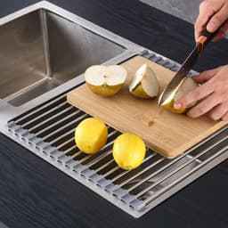Covoras de Scurgere pentru Chiuveta Bucatarie, din Otel Inoxidabil, Suport Chiuveta, Pliabil, Antiderapant, Usor de Curatat si de Depozitat, 47x37cm, 18 Tuburi, Gri 4