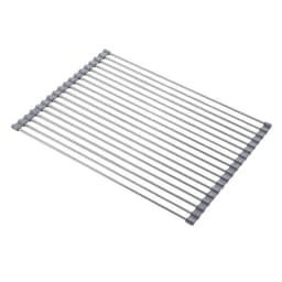 Covoras de Scurgere pentru Chiuveta Bucatarie, din Otel Inoxidabil, Suport Chiuveta, Pliabil, Antiderapant, Usor de Curatat si de Depozitat, 47x37cm, 18 Tuburi, Gri 1
