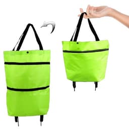 Geanta Pliabila,, 2 in 1, Carucior cu Roti, pentru Cumparaturi, 19 l, Verde, Plastic, 39 x 46 x 12 cm 1