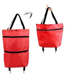 Geanta Pliabila,, 2 in 1, Carucior cu Roti, pentru Cumparaturi, 19 l, Rosu, Plastic, 39 x 46 x 12 cm 1