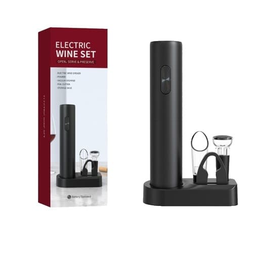 Set Tirbuson Electric din 5 piese,, Deschizator Electric, cu Baterii, Multifunctional, 23x14cm, Negru