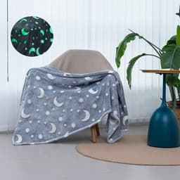 Patura Fosforescenta,, Moale, Pufoasa, Lumineaza in Intuneric, 1.5x2 m, Model Cer Instelat, Gri 2