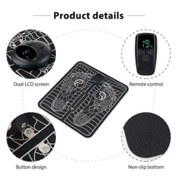 Covoras de Masaj pentru Picioare, EMS, 4 Niveluri de Intensitate, Incarcare USB, Ecran LED, Telecomanda Inclusa, Negru 4