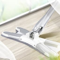 Mop Plat,, cu Sistem de Stoarcere, 2 Lavete Incluse, Lungime Telescopica 140 cm, Argintiu 3
