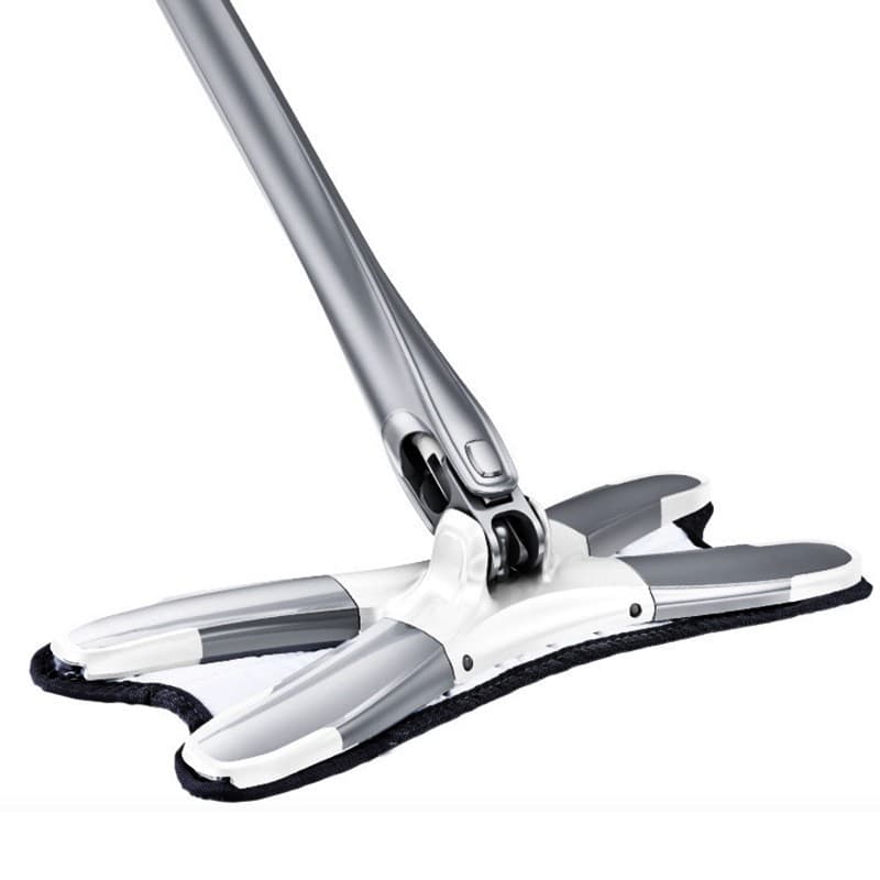 Mop Plat,, cu Sistem de Stoarcere, 2 Lavete Incluse, Lungime Telescopica 140 cm, Argintiu