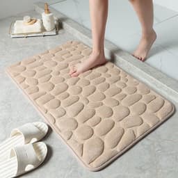 Covoras pentru Baie Antiderapant,, Uscare Rapida, Model 3D Piatra, 40x60 cm, Bej 2