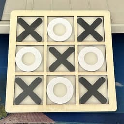 Jucarie Montessori Tic Tac Toe,, Educativa, Interactiva, din lemn, X si O, 9 Piese, 14.3x14.3 cm, Negru Alb 2
