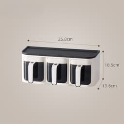 Cutie de Depozitare a Condimentelor,, de Uz Casnic, Montare pe Perete, 3 Compartimente, 25.8 x 13.6 x 10.5cm, Alb-Negru 4