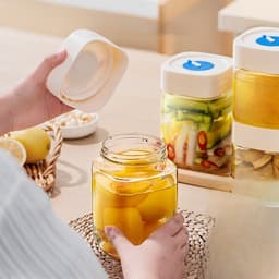 Borcan din Sticla de Inalta Calitate,, Capac Ermetic, Uz Casnic, Depozitarea Condimentelor sau a Alimentelor Umede si Uscate, 750 mL, 10x10x12.2 cm, Alb 5