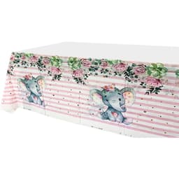 Fata de Masa,, din Plastic, Imprimeu Elefanti, 180 x 108 cm, Roz 4