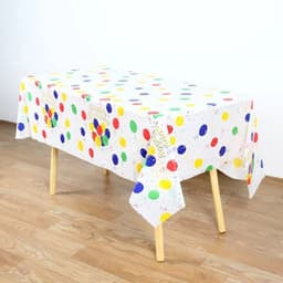 Fata de Masa,, din PEVA, Imprimeu Happy Birthday cu Baloane, 137 x 274 cm, Impermeabila, Fara Pete, Curatare Rapida, Multicolor 5