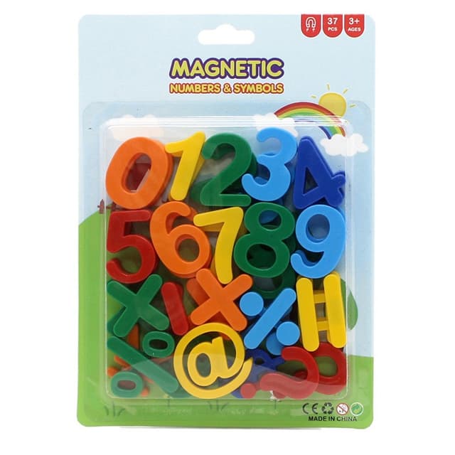 Set 37 Cifre si Simboluri,, Magnetice, pentru Frigider, din Plastic, +3 Ani, 13 x 18 x 14 cm, Multicolor