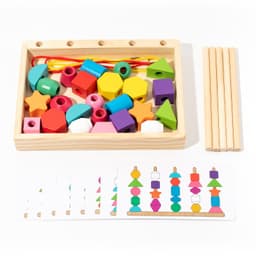 Jucarie Montessori de Sortat,, din Lemn, Forme Geometrice,+3 Ani, 25 de Piese, 21.5 x 16 x 3 cm, Multicolor 2