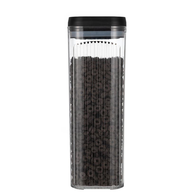 Cutie de Depozitare Alimente,, tip Container, 3.7L, Recipiente pentru Cereale in Bucatarie, Transparente cu Capac Negru