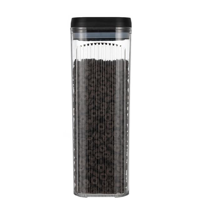 Cutie de Depozitare Alimente,, tip Container, 3.7L, Recipiente pentru Cereale in Bucatarie, Transparente cu Capac Negru
