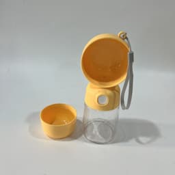 Sticla Animale,, Portabila, pentru Hrana si Apa, din ABS, 400 ml/182 ml, 25.5 x 8 x 9 cm, Galben 2