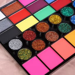 Paleta 42 Culori Vopsea de Fata,, Pigment Fosforescent, Activare cu Apa, 20 x 14 x 1.6 cm, Multicolor 2