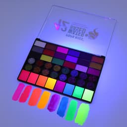 Paleta 42 Culori Vopsea de Fata,, Pigment Fosforescent, Activare cu Apa, 20 x 14 x 1.6 cm, Multicolor 4