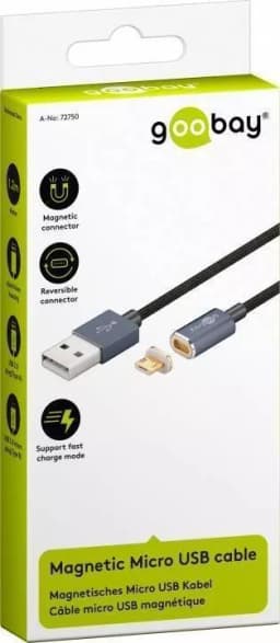 Cablu USB 2.0 cu mufa magnetica micro USB 1.2m negru Goobay 4