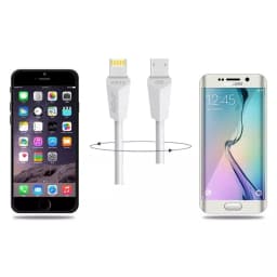 Cablu de incarcare USB Golf Diamond 2in1 alb iPhone micro USB 1m 1