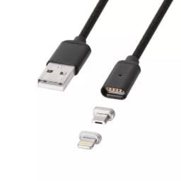 Cablu USB magnetic micro USB / Lightning 1m negru Kruger&Matz 2