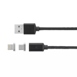 Cablu USB magnetic micro USB / Lightning 1m negru Kruger&Matz 3