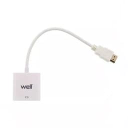 Cablu adaptor HDMI tata la VGA mama Well alb 1