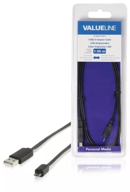 Cablu USB 2.0 USB A tata - micro USB B tata plat 1m negru Valueline 2