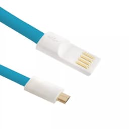 Cablu USB - Micro USB 1m Aurit Cablu Plat Albastru Qoltec 1