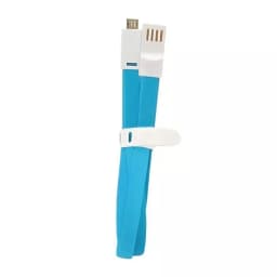 Cablu USB - Micro USB 1m Aurit Cablu Plat Albastru Qoltec 2