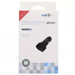 Alimentator USB bricheta auto Quick Charge 3 iesiri 28W negru Well 4