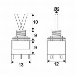 Comutator cu brat 2 circuit 3A 250V ON-ON cu retinere 2