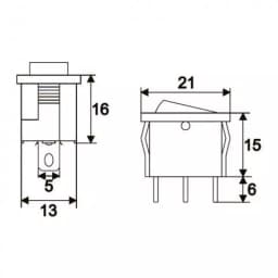 Interupator basculant 1 circuit 3 pini 6.5A 250V OFF-ON rosu 2