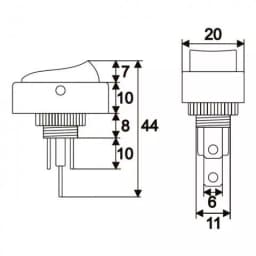 Interupator basculant 1 circuit 12V 20A OFF-ON LED albastru 2 pini 2