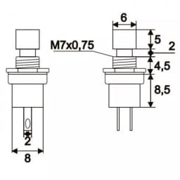Buton 1 circuit 1.5A 250V OFF-(ON) fara retinere negru 2