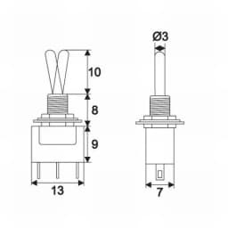 Comutator ON-ON cu brat 1 circuit 3A 250V cu retinere 2