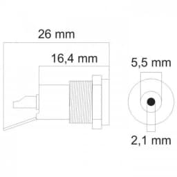 Mufa DC montabil 5.5x2.1mm 2