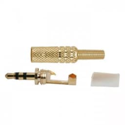 Mufa 3.5 mm stereo tata metal aurit cu protector cablu 2