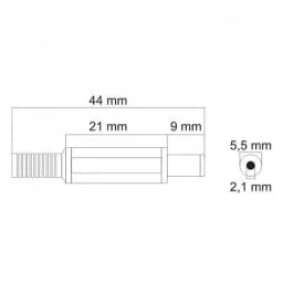 Mufa DC 2.1x5.5mm tata pin 9mm cu protector cablu Goobay 2