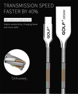 Cablu Kirsite Micro USB Golf 36M argintiu 1m 2.4A Fast Charging 4