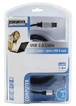 Cablu USB 2.0 A tata - Micro USB B tata 1.8m Konig 2