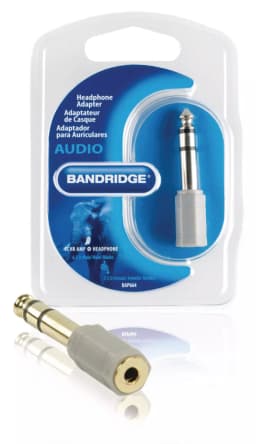 Adaptor audio stereo Jack 6.35 mm tata - Jack 3.5 mm mama gri Bandridge 2