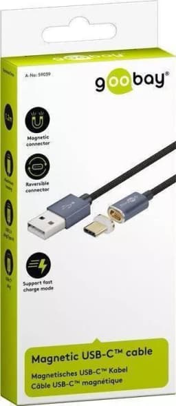 Cablu USB2.0 cu mufa magnetica USB Type C 1.2m negru Goobay 2
